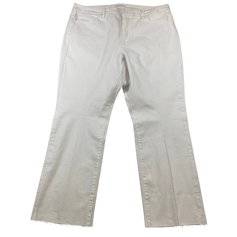 Good American Good Legs Straight White High Rise Raw Hem Jeans Size 20 NWT